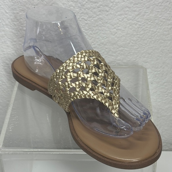 Tommy Bahama MARINA Gold Braided Slide Sandals Size 8.5 - Picture 1 of 7